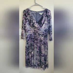 Coldwater Creek Purple Floral Long Sleeve Dress